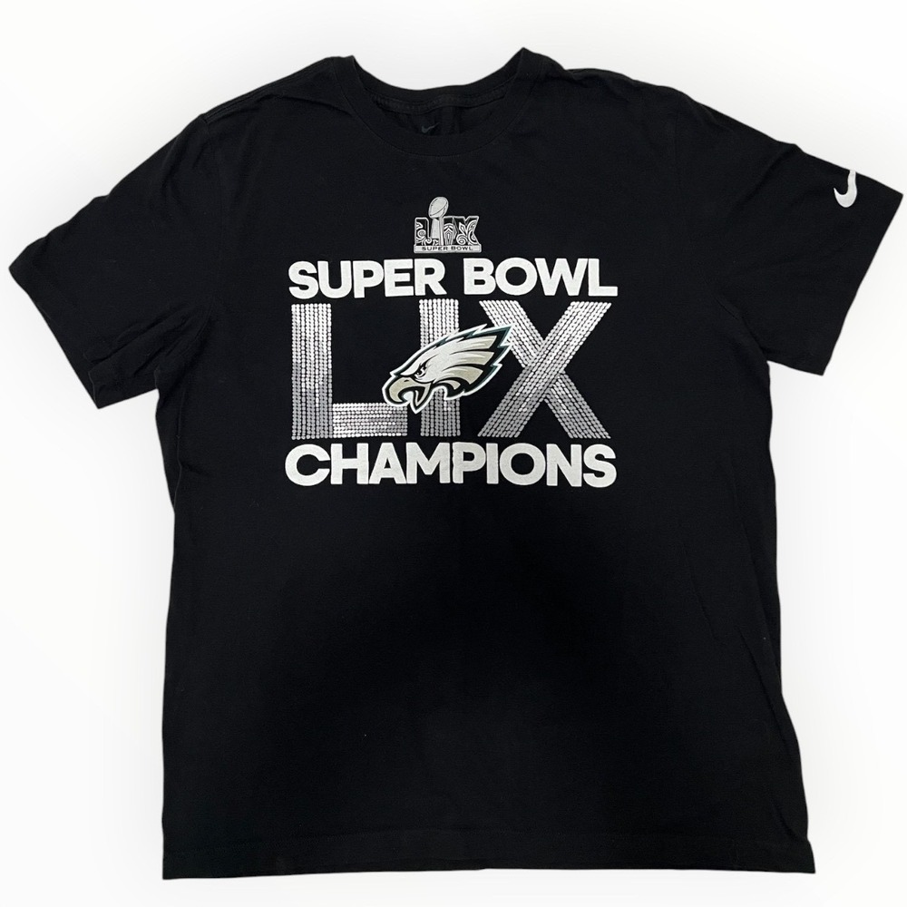 Nike Philadelphia Eagles Super Bowl LIX Champions Black Graphic T-Shirt Mens L